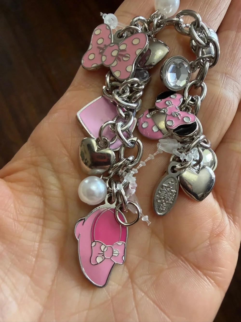 Disney Minnie Mouse Charm Bracelet - Pink Enamel & Silver Tone
